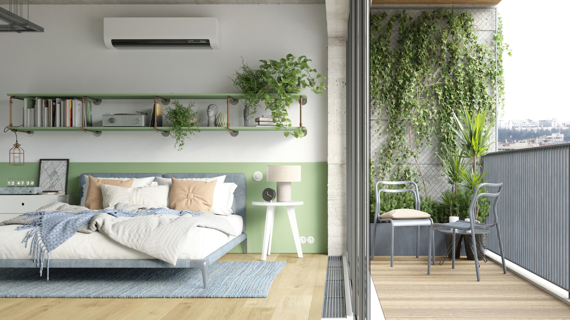 Bedroom air conditioning installation in a Cork home